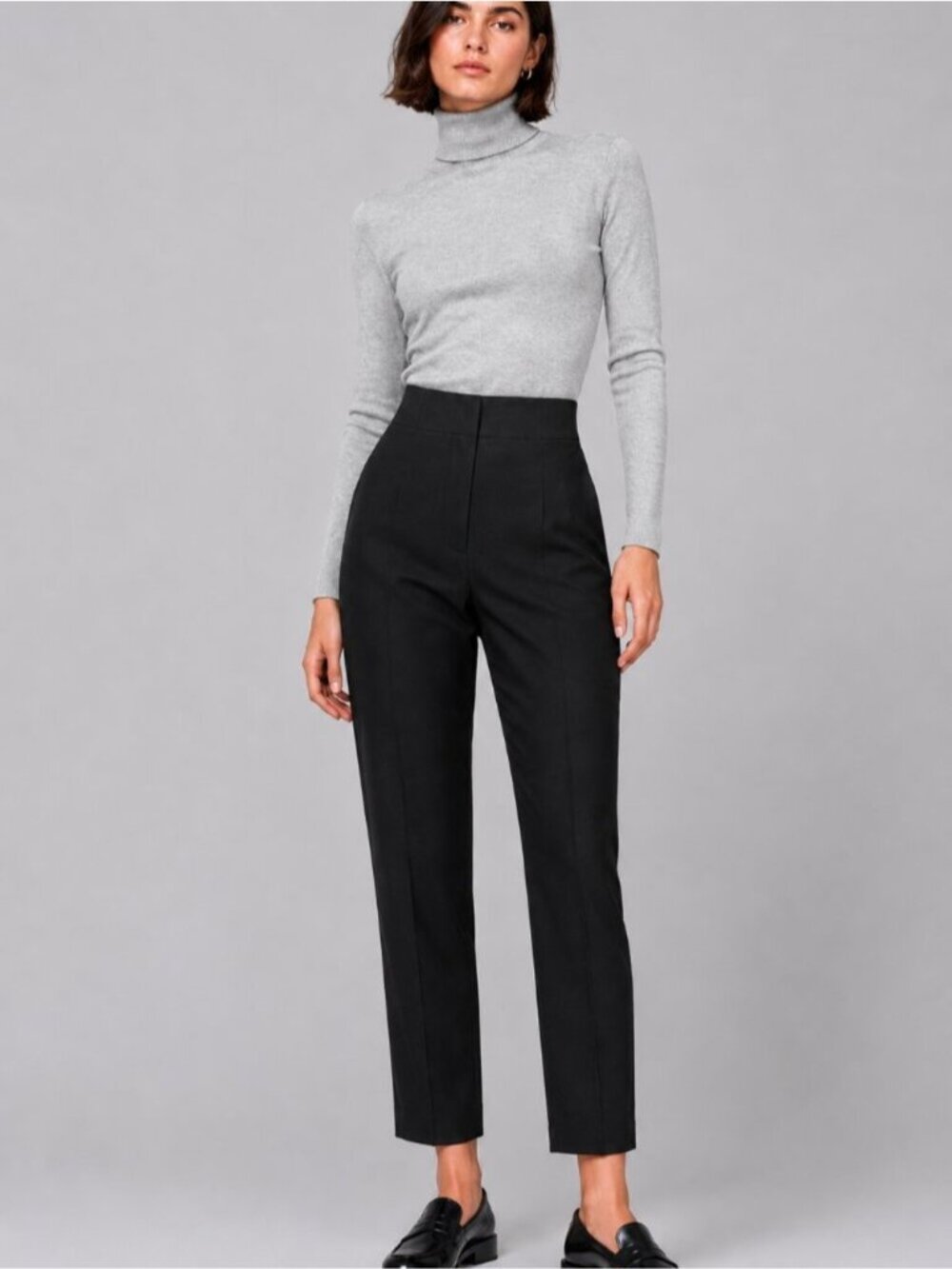 Massimo Dutti Black High-Waist Cropped Trousers